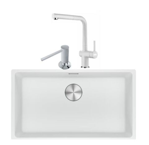 Franke Maris Mrg 210/110-72 Bianco Granit Eviye Actıve Plus Doccia 2.0 Armatür Sıvı Sabunluk Üçlü Set Bianco