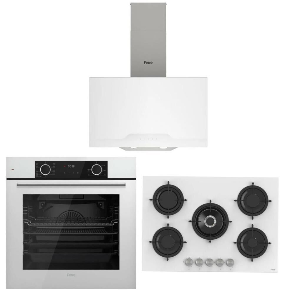 Ferre Fryart Beyaz Set ( D064 Beyaz Davlumbaz -RS036 Beyaz Ocak- XE63CB Fryart Beyaz Fırın)