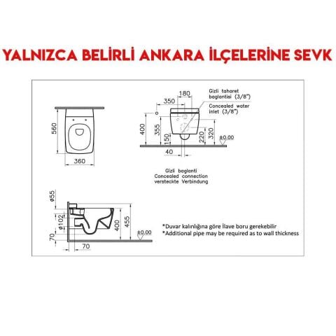 Vitra Sıvı Altı 56 cm Metropole Rim-ex Asma Klozet