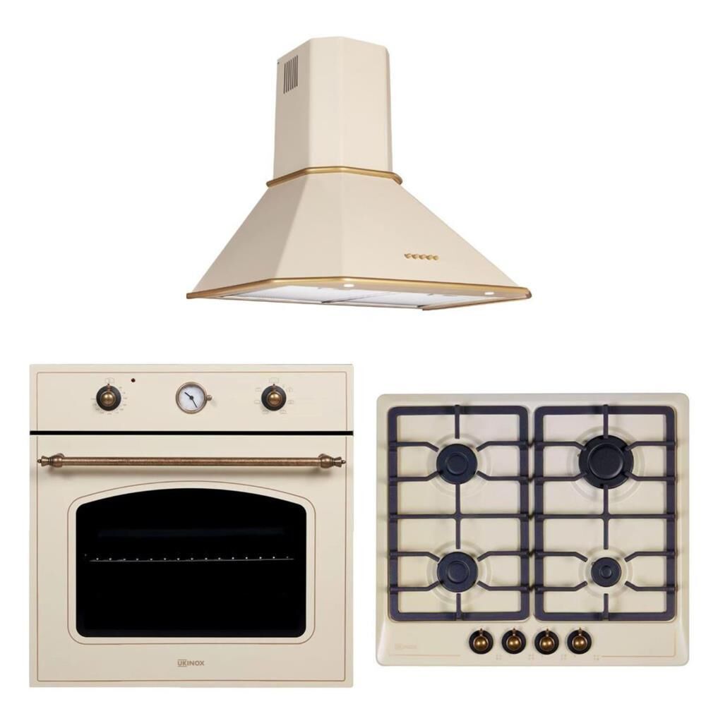 Ukınox VİNTAGE RUSTİK IVORY Set (Vintage Ivory Davlumbaz-Vintage Ivory Ocak-Vintage Ivory Fırın)