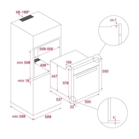 Teka AirFry HLB 8416 BK Siyah Ankastre Fırın