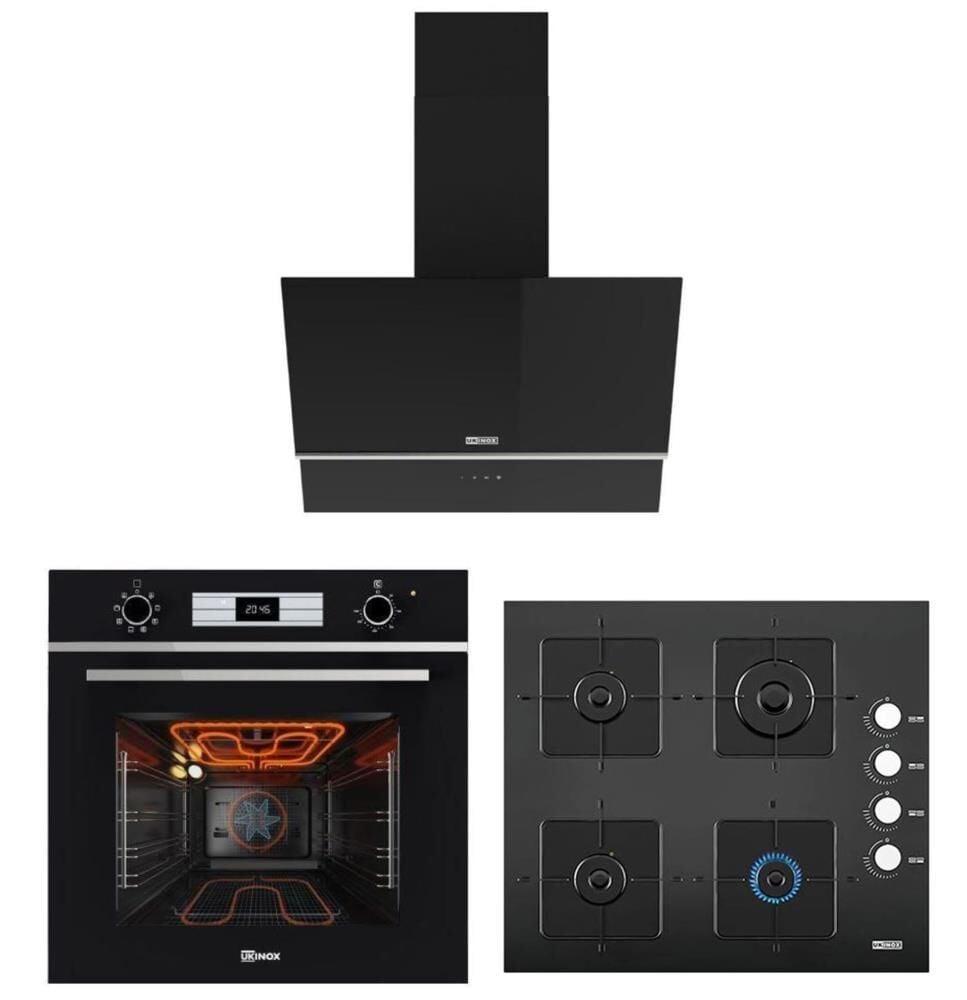 Ukınox Smart Siyah Set (Fairy 60 Siyah Davlumbaz-Ares 60 Siyah Ocak-Smart 8801 Siyah Fırın)