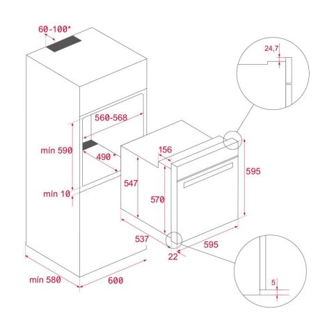 Teka HLB 8400 ST Gri Multifonksiyonel Turbo Ankastre Fırın