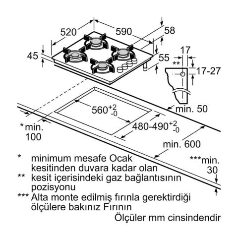 Siemens EO6C8PO00O iQ100 Gri Ankastre Ocak