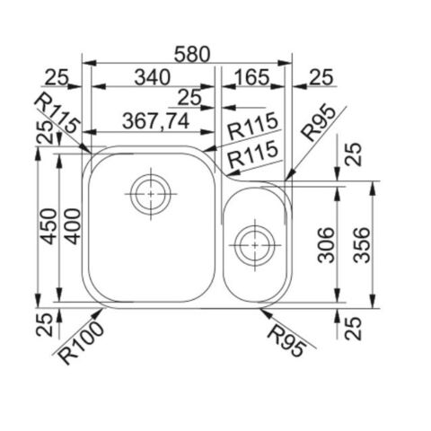 Franke AMX 160-34-17 Çelik Evye