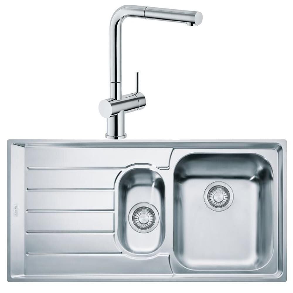 Franke Neptün Net 651 1.5 Gözlü Sol Damlalıklı Çelik Evye ve Active Plus Doccia Krom Batarya