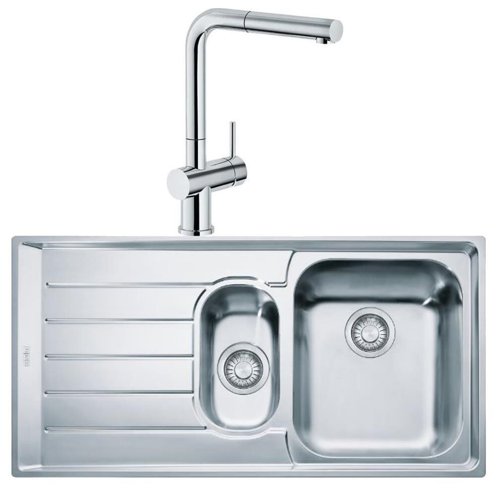 Franke Neptün Net 651 1.5 Gözlü Sol Damlalıklı Çelik Evye ve Active Plus Doccia Krom Batarya