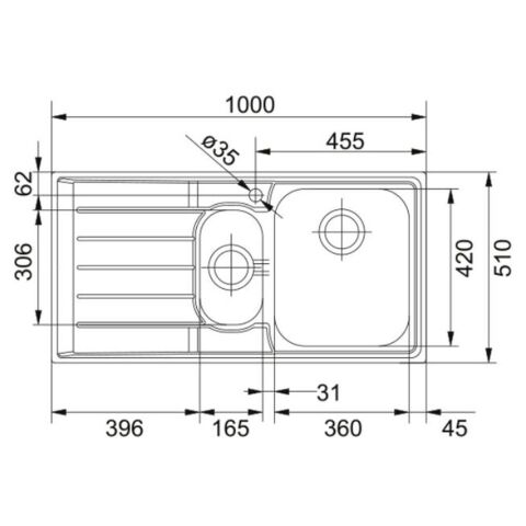 Franke Neptün Net 651 1.5 Gözlü Sol Damlalıklı Çelik Evye ve Active Plus Doccia Krom Batarya
