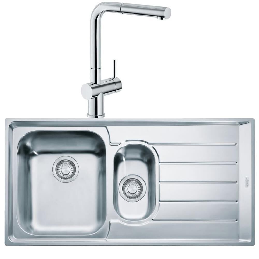 Franke Neptün Net 651 1.5 Gözlü Sağ Damlalıklı Çelik Evye ve Active Plus Doccia Krom Batarya