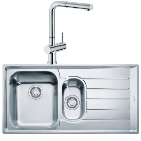 Franke Neptün Net 651 1.5 Gözlü Sağ Damlalıklı Çelik Evye ve Active Plus Doccia Krom Batarya