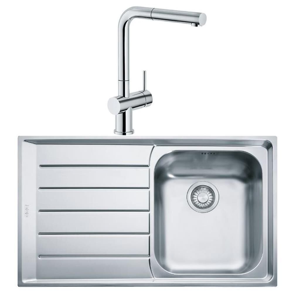 Franke Neptün Net 611 Sol Damlalıklı Çelik Evye ve Active Plus Doccia Krom Batarya-