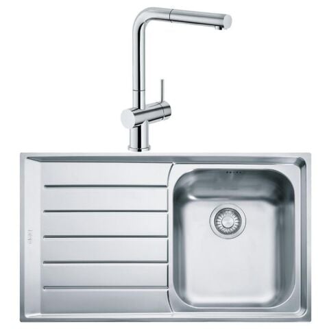 Franke Neptün Net 611 Sol Damlalıklı Çelik Evye ve Active Plus Doccia Krom Batarya-