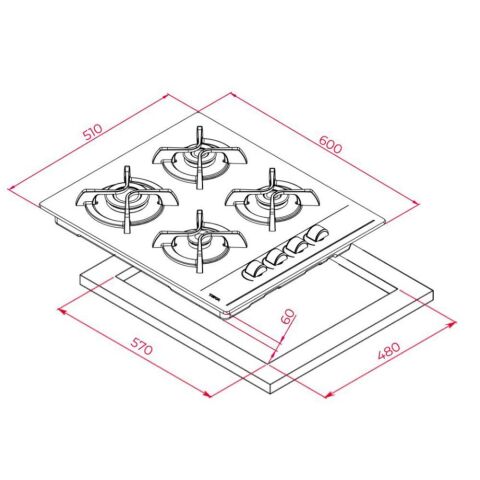 TEKA GBC 64002 KBC WH BEYAZ DÖKÜM IZGARALI OCAK