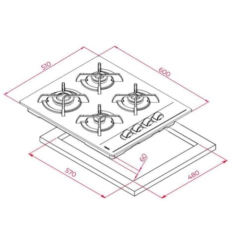 TEKA GBC 64002 KBC WH BEYAZ DÖKÜM IZGARALI OCAK