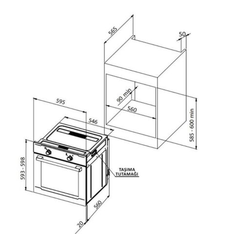 UKİNOX SMART SİYAH SET (Olive 60 Siyah Davlumbaz-Rubix 10 Elektrikli Ocak- Smart 7801 B Siyah Fırın)