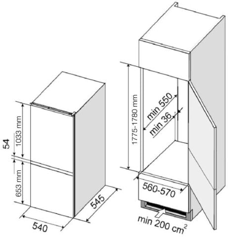 Dominox DCB 320 Nr A+ T Ankastre Buzdolabı