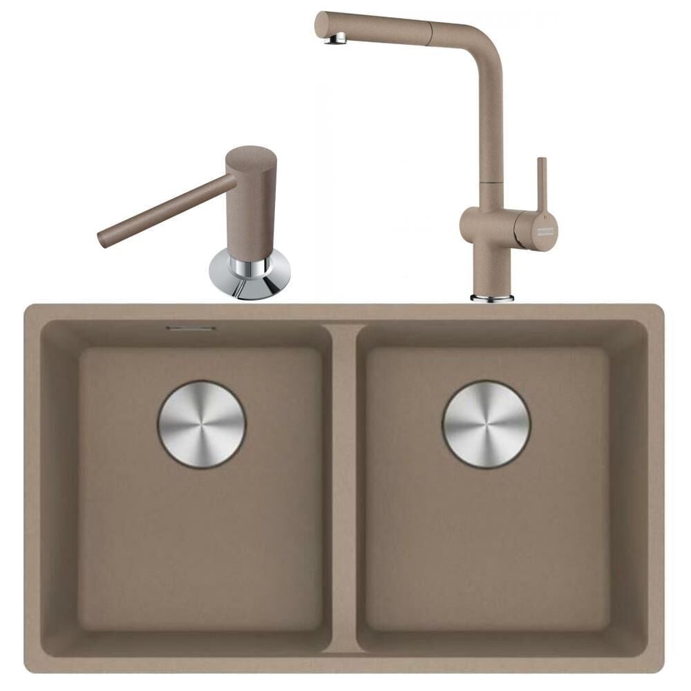 Franke Maris Mrg 120-35-35 Oyster Granit Eviye + Active Plus Doccia 2.0 Armatür + Comfort Sıvı Sabunluk Üçlü Set