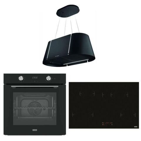 Franke Siyah Ankastre Set (BEAT XL BK MATT F80 Ada Tipi Davlumbaz -FRSM 704 Ocak -FMA 86 H BK Fırın)