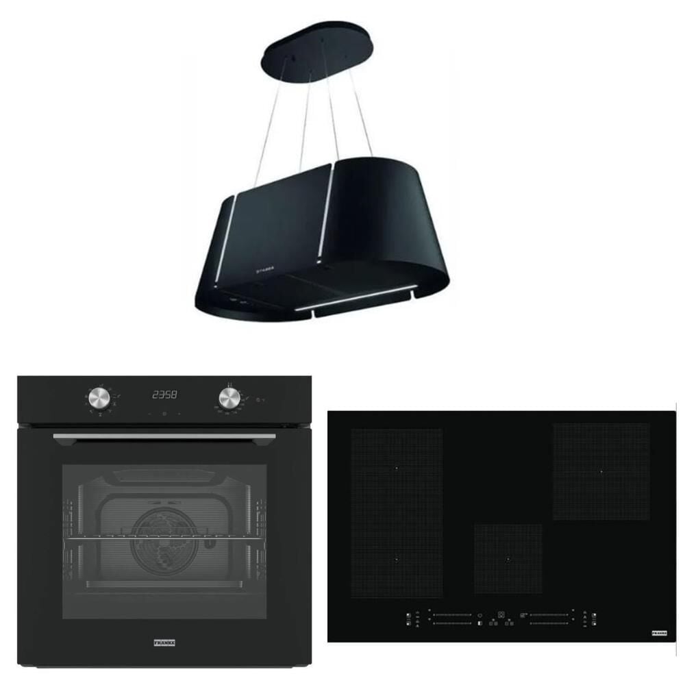 Franke Siyah Ankastre Set (BEAT XL BK MATT F80 Ada Tipi Davlumbaz FMA 804 I F Bk İndüksiyonlu Ocak -FMA 86 H BK Fırın)