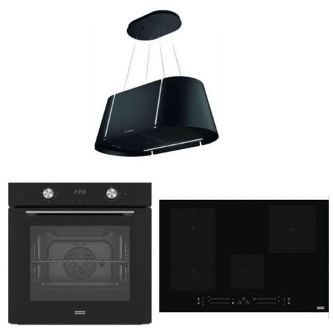 Franke Siyah Ankastre Set (BEAT XL BK MATT F80 Ada Tipi Davlumbaz FMA 804 I F Bk İndüksiyonlu Ocak -FMA 86 H BK Fırın)