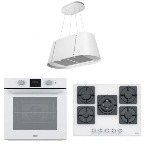 Franke Beyaz Ankastre Set (BEAT XL WH MATT F80 Ada Tipi Davlumbaz FHNS 705 4G TC WH Ocak -FSL 86 H WH Fırın)