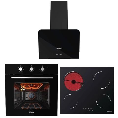 UKİNOX SMART SİYAH SET (Olive 60 Siyah Davlumbaz-Rubix 10 Elektrikli Ocak- Smart 4601 B Siyah Fırın)