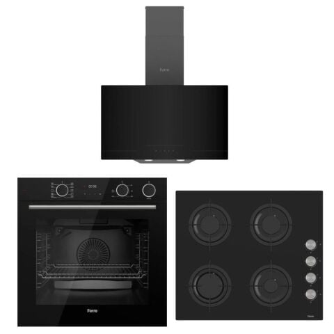 Ferre FryartSteam Siyah Ankastre Set ( D063 SİYAH DAVLUMBAZ-CS205 SİYAH OCAK- XE64CS FRYARTSTEAM SİYAH FIRIN )