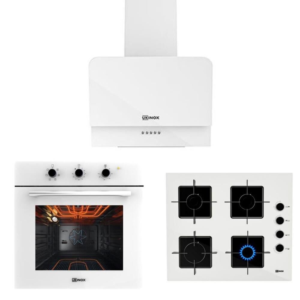 Ukınox Beyaz Ankastre Set (OLİVE 60 Davlumbaz- ARES 60 X Ocak-SMART 4601 W Fırın)