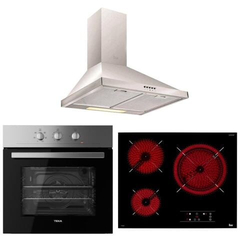 Teka İnox Elektirikli Ankastre Set (DF 60 Davlumbaz - TT 6315 Ocak -HE 715 SS  Fırın)