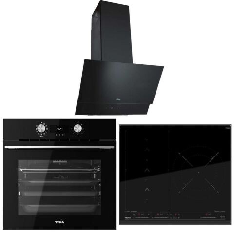 Teka Siyah İndüksiyonlu Ankastre Set (TVT 60.1 Davlumbaz - IZS 65600 İndüksiyonlu Ocak - HLB 8416 BK Fırın)