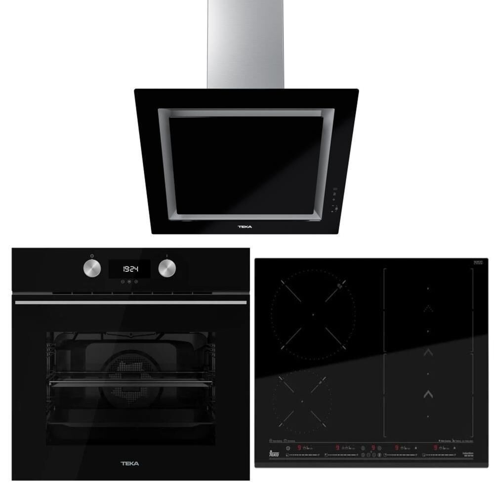 Teka Siyah İndüksiyonlu Set ( DLV 68660 BK Davlumbaz - IZS 66700 İndüksiyonlu Ocak- HLB 8400 BK Fırın)