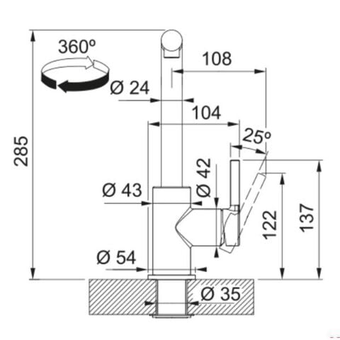 Franke  LİNA L PULLOUT Krom Spiralli Batarya