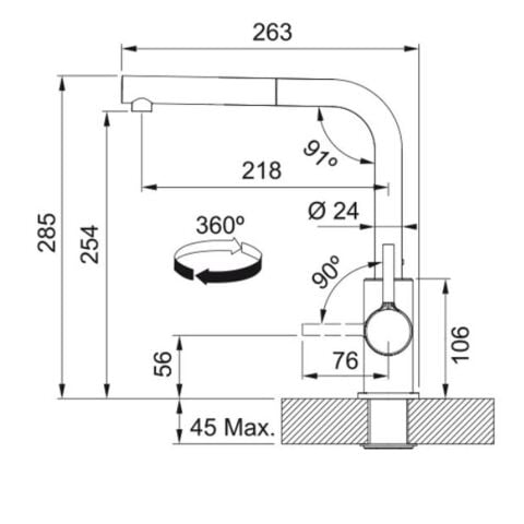 Franke  LİNA L PULLOUT Krom Spiralli Batarya