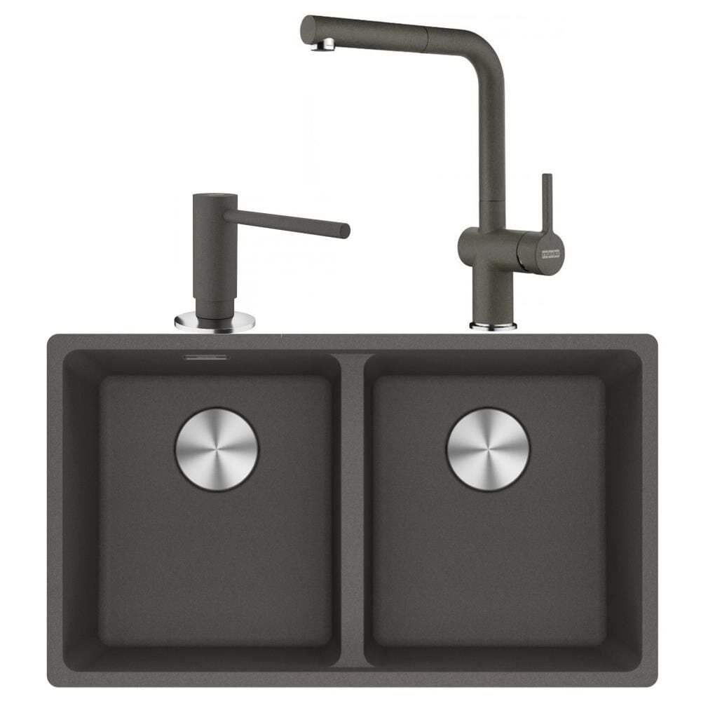 Franke Maris Mrg 120-35-35 SLATE GREY Granit Eviye + Active Plus Doccia 2.0 Armatür + Comfort Sıvı Sabunluk Üçlü Set