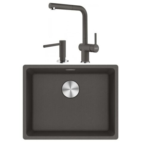 Franke Maris MRG 210/110-52 SLATE GRİ Granit Evye ACTİVE PLUS DOCCİA 2.0 Batarya COMFORT Sıvı Sabunluk Set