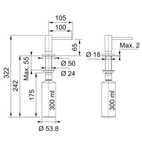 Franke Maris MRG 210/110-52 SLATE GRİ Granit Evye ACTİVE PLUS DOCCİA 2.0 Batarya COMFORT Sıvı Sabunluk Set
