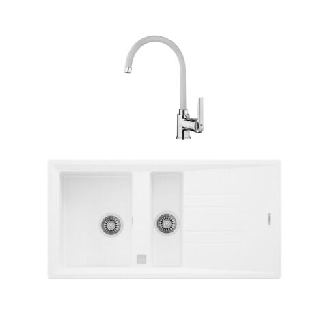 Teka Stone 60 B-TG Beyaz Evye + IN 995 FW Batarya Set