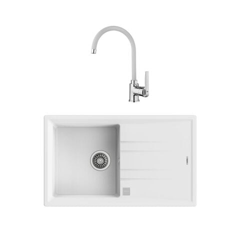 Teka Stone 50 B-TG Beyaz Evye + IN 995 FW Batarya Set