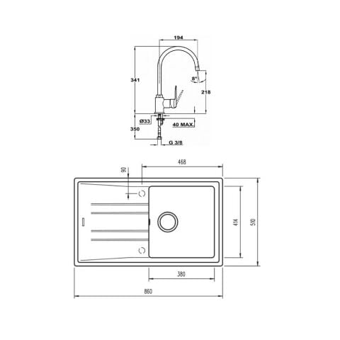 Teka Stone 50 B-TG Beyaz Evye + IN 995 FW Batarya Set