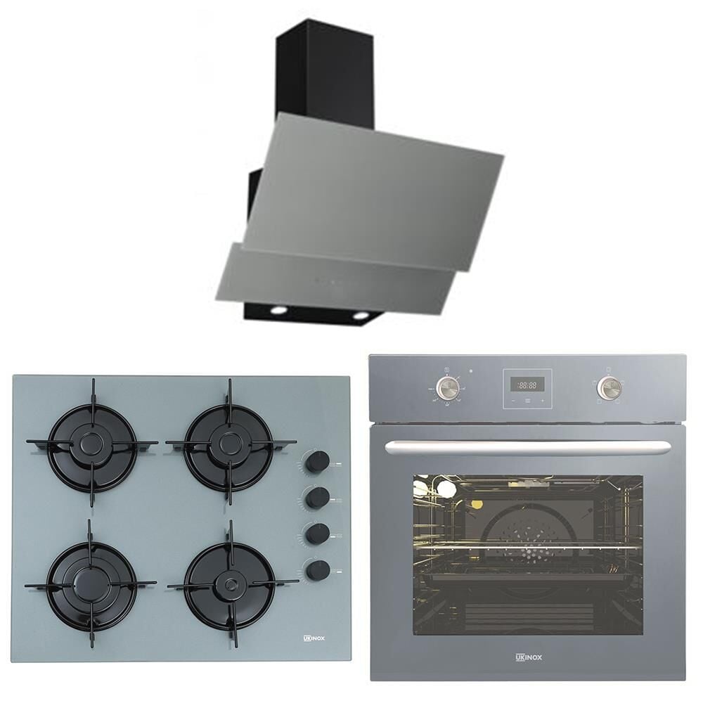 Ukinox Gri Eko Ankastre Set ( Dolce 60 Davlumbaz- Carlo 60 Ocak- Matteo Gri Fırın)