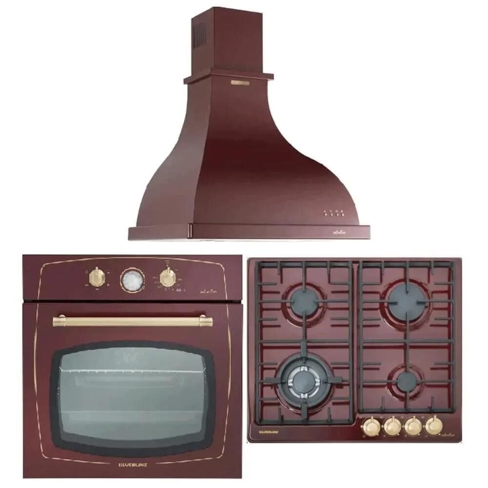 Silverline Retro Rustik Bordo Ankastre ( 2238 60 Cm - RS5322R01 - RS6235R02 )