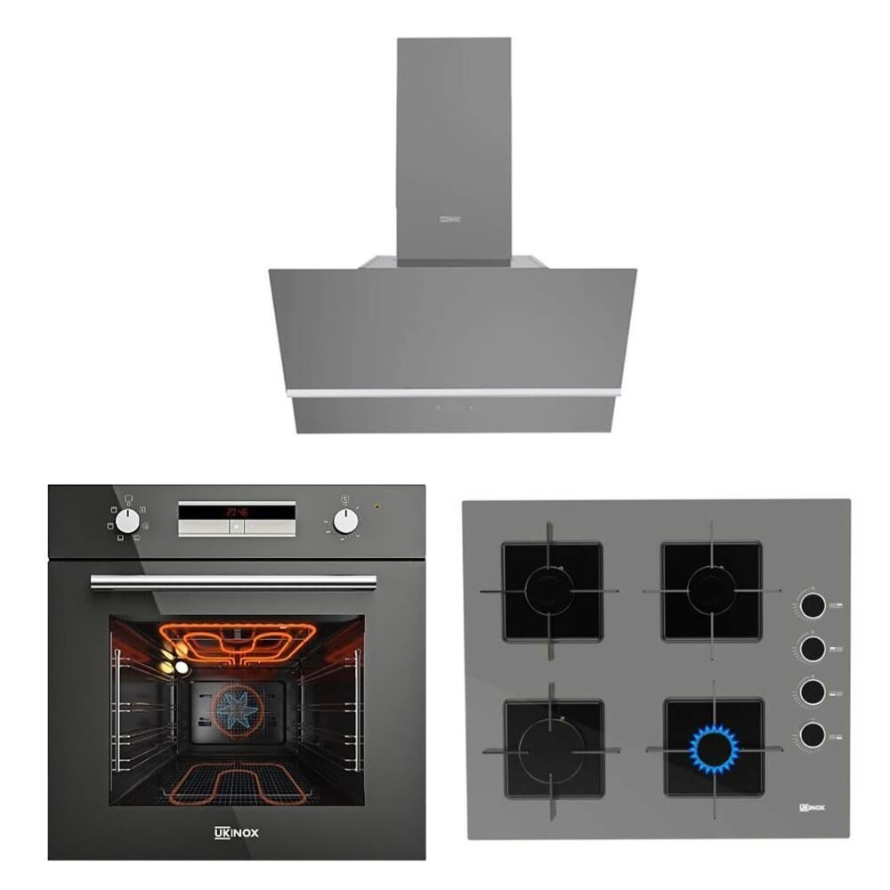 Ukınox Gri Smart Set  (Fairy 60 Gri Davlumbaz-Ares 60 Gri Ocak-Smart 7801 Gri Fırın)