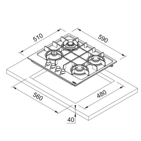 Franke FHMA 604 3G DC XS Döküm Izgaralı İnox Ocak