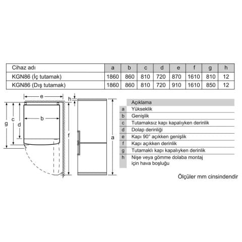 Siemens KG86NHIF0N 682 Lt No-Frost Kombi Tipi Buzdolabı
