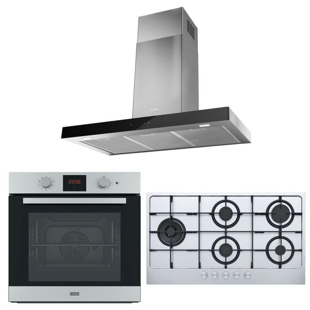Franke Ankastre Set (Faber Stilo Glass Smart X V A90 Davlumbaz -FHMA 905 4G DCL XS C Ocak - FSL 86 H Xs Inox Fırın)