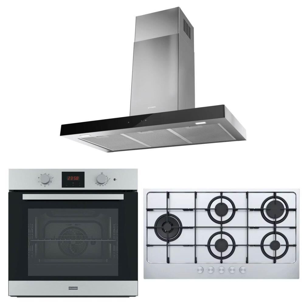 Franke Ankastre Set (Faber Stilo Glass Smart X V A90 Davlumbaz -FHMA 905 4G DCL XS C Ocak - FSL 86 H Xs Inox Fırın)