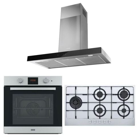 Franke Ankastre Set (Faber Stilo Glass Smart X V A90 Davlumbaz -FHMA 905 4G DCL XS C Ocak - FSL 86 H Xs Inox Fırın)