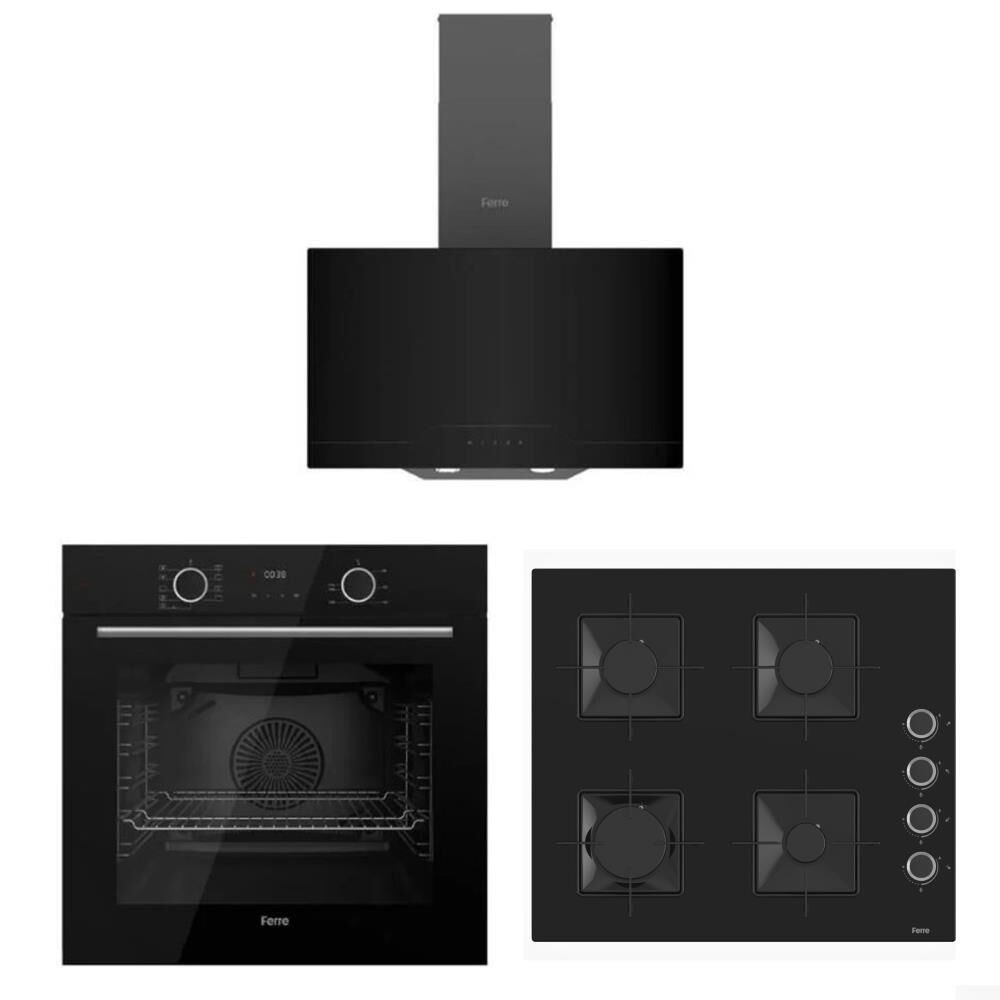 Ferre Fryart Siyah Set ( D063 Siyah Davlumbaz-SS205 Siyah Ocak- XE63CS Fryart Siyah Fırın)