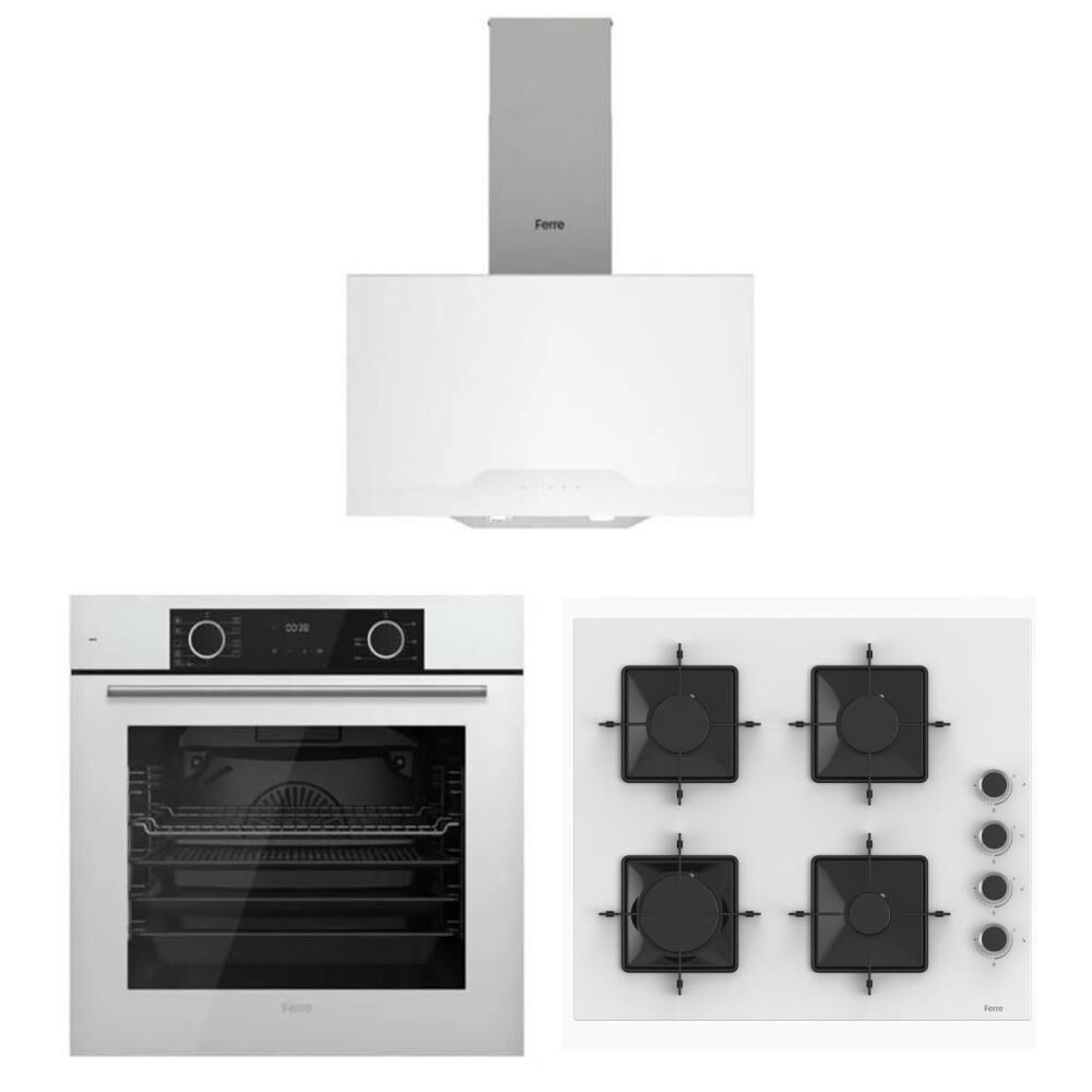 Ferre Fryart Beyaz Set ( D064 Beyaz Davlumbaz -SS206 Beyaz Ocak- XE63CB Fryart Beyaz Fırın)