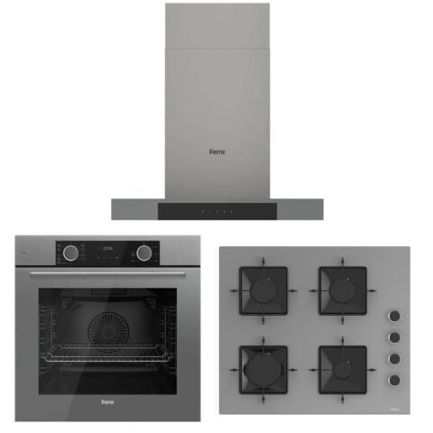 Ferre Fryart Gri Set ( D102 Gri Davlumbaz -SS208 Gri Ocak- XE63CPR Fryart Gri Fırın)